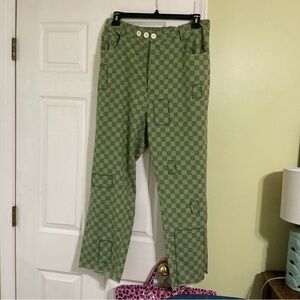 NWOT Jaded Gypsy traveler pants in green check, L/XL